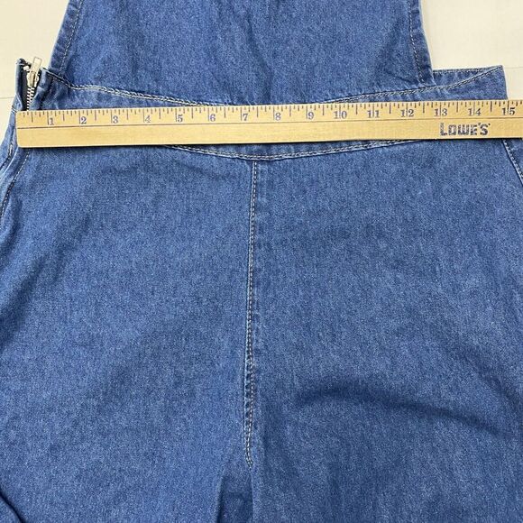 EZwear Size Large Solid Wide Leg Halter Top Denim Overalls Medium Wash - Picture 8 of 16